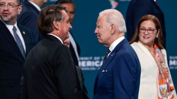 Jair Bolsonaro e Joe Biden durante encontro nos EUA - Getty Images