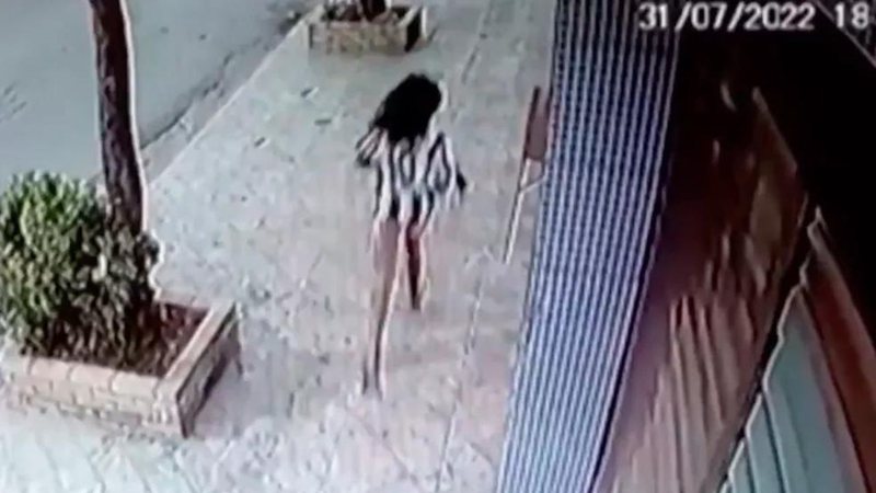 Câmeras registraram Bárbara Victória fugindo de criminoso - Divulgação / G1