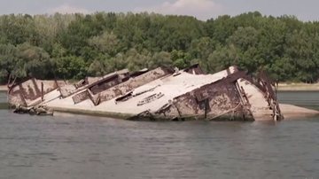 Navio da Segunda Guerra encontrado no Rio Danúbio - Divulgação / G1