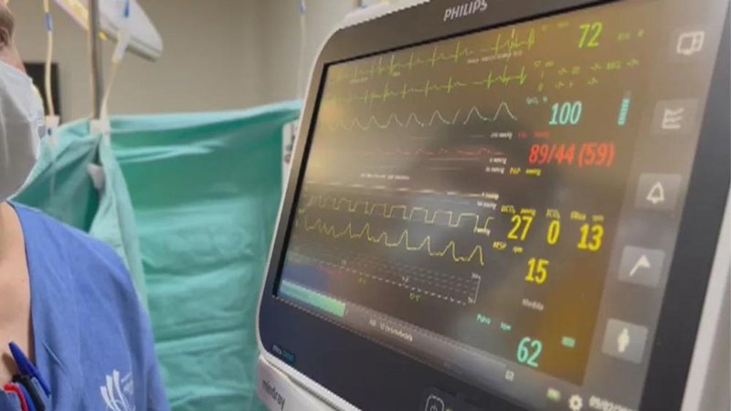 Monitor de batimentos em hospital de Goiás - Divulgação / TV Anhanguera
