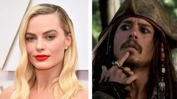 A atriz Margot Robbie e o ator Johnny Depp como Jack Sparrow - Getty Images / Divulgação / Disney