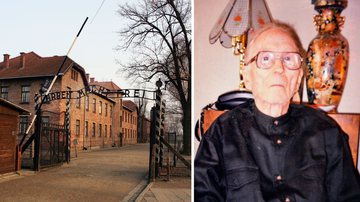 À esquerda, o portão de Auschwitz; à direita, o oficial soviético Anatoly Shapiro - Getty Images / Wikimedia Commons / GB77