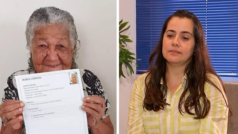 Idosa, hoje com 103 anos, enviou recado à universitária Patrícia - Divulgação / Arquivo pessoal e Vídeo / G1
