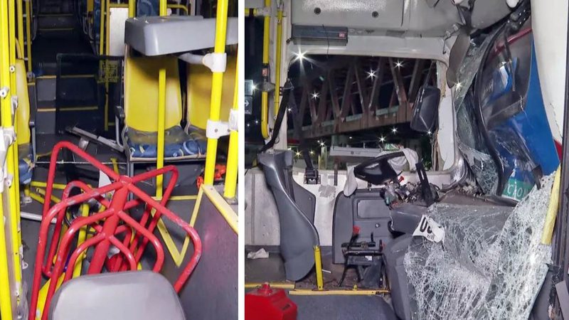 Acidente envolvendo três ônibus deixou veículos destruídos - Divulgação / TV Globo