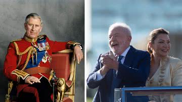 À esquerda, o rei Charles III; à direita, o presidente Lula junto à primeira-dama Janja - Getty Images