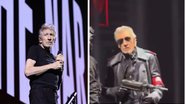 Roger Waters usou casaco preto, braçadeira vermelha e surgiu segurando fuzil - Getty Images / Divulgação / Twitter