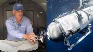 O CEO da OceanGate Stockton Rush e o submarino Titan - Divulgação / Youtube e OceanGate