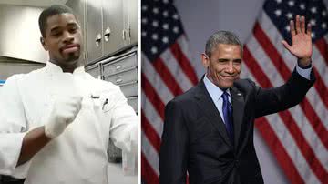 O chefe de cozinha Tafari Campbell trabalhou durante anos para Barack Obama - Divulgação / Youtube e Getty Images