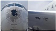 Avião ficou danificado após chuva de granizo - Divulgação / Redes sociais