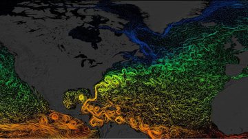 Imagem ilustra correntes do Atlântico Norte - Divulgação / Nasa Goddard Space Flight Center