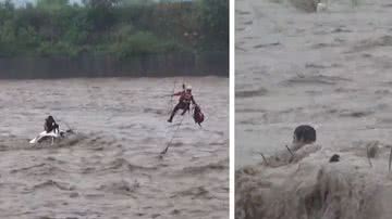 Homem foi resgatado de enchente por bombeiros - Divulgação / vídeo / G1