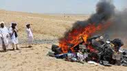 Talibã colocou fogo em instrumentos musicais - Divulgação / Twitter