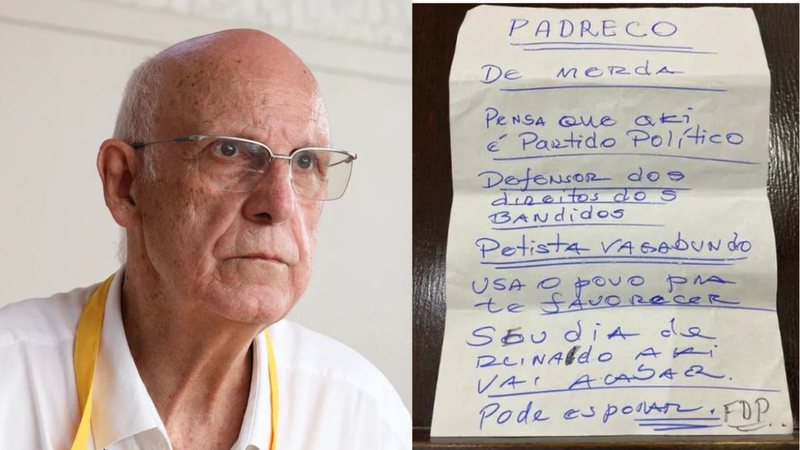 Padre Júlio Lancellotti recebeu ameaças por meio de bilhete - Divulgação/Rovena Rosa/Agência Brasil e Instagram