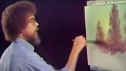 Bob Ross pinta quadro durante seu programa - Divulgação / vídeo / Youtube
