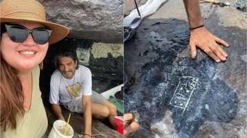 Pesquisadores pintaram desenhos rupestres em Manaus - Divulgação/Redes sociais