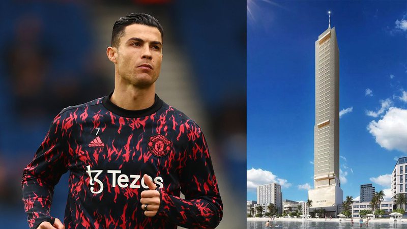 Cristiano Ronaldo e proejto da Imperium Tower - Getty Images e Divulgação/ Redes Sociais