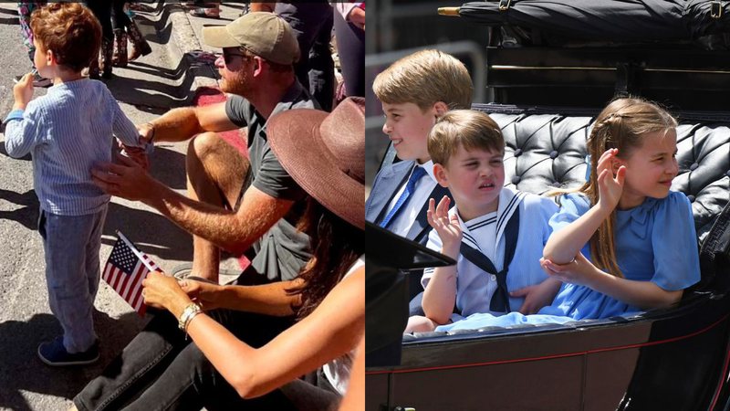 Registros amadores feitos de Archie e foto dos filhos do príncipe William - Divulgação/ Twitter @DailyMailUK e Getty Images