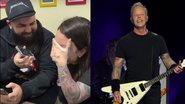 Pais de criança nascida durante show do Metallica no Brasil e o vocalista James Hetfield - Getty Images e Reprodução/ Youtube - Canal TV Bem Paraná