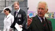 Á esquerda Meghan e Harry e à direita o príncipe Charles - Foto de  Chris J Ratcliffe na Getty mages e Foto de Andrew Milligan na GettyImages