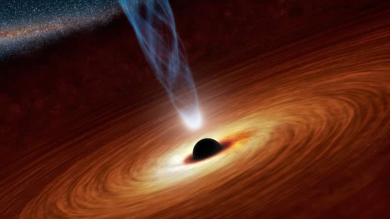 Arte de um buraco negro engolindo astros