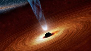 Arte de um buraco negro engolindo astros - Wikimedia Commons/ Quantum squid88 - Own work