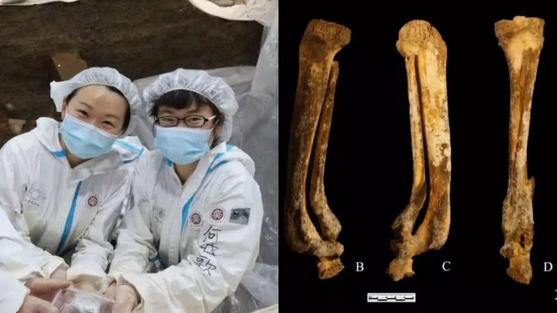 Foto tirada no momento da publicação das pesquisas e comparação entre os ossos - Divulgação/Instagram Li Nan