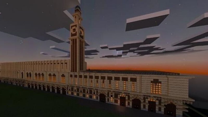 Reconstrução do Museu da Língua portuguesa no Minecraft - Divulgação