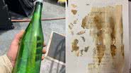 Fotos da garrafa e mensagem achada no lago - Divulgação/ Facebook Big River Shipbuilders
