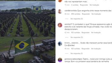 Comentários de bolsonaristas em publicação do Exército - Divulgação / Redes sociais