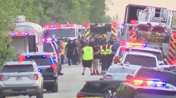 Caminhão achado com dezenas de imigrantes mortos no Texas, Estados Unidos - Divulgação/ TV Globo
