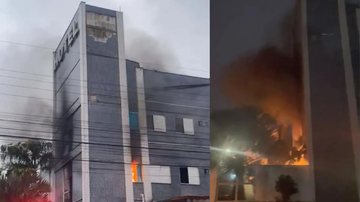 Prédio foi tomado pelas chamas em Santa Catarina - Divulgação / Redes Sociais