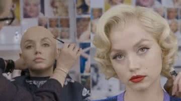 Imagens de Ana de Armas sendo produzida para interpretar Marilyn Monroe em 'Blonde' - Reprodução/Twitter