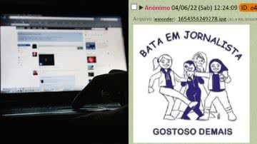 Foto de uma máquina em um fórum e uma das ameaças feitas jornalista - Divulgação/ Twitter e Getty Images