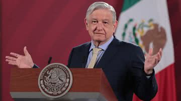 Presidente do México durante um pronunciamento feito para a mídia local - Getty Images