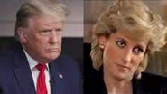 Donald Trump (à esqu.) e a princesa Diana (à dir.) - Reprodução/Vídeo