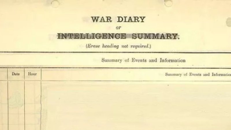 Exemplo de diário de guerra da Força Expedicionária Britânica - Divulgação/Debra Ramsey/Media, War & Conflict