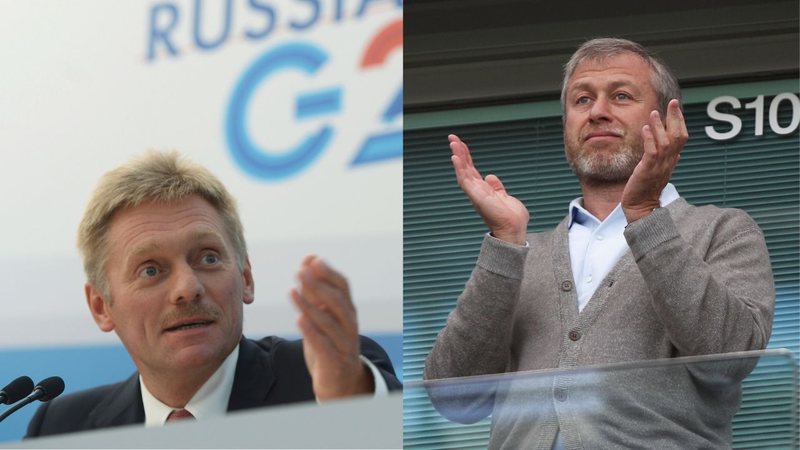 Montagem mostrando Dmitry Peskov à esquerda, e Roman Abramovich à direita - Getty Images