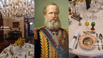 Registros da antiga sala de jantar de Dom Pedro II - Reprodução/Vídeo/Tiktok e Domínio Público