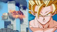 Registro do atentado e cena do desenho 'Dragon Ball' - Getty Images e Divulgação