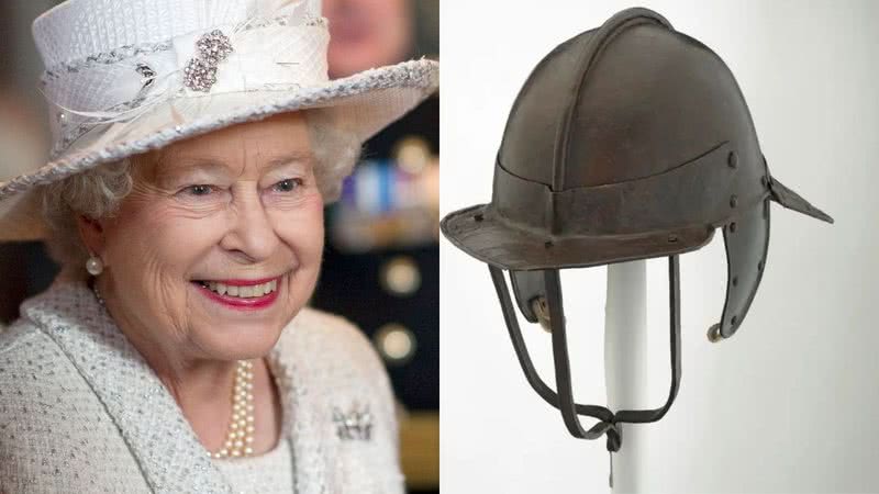 Rainha Elizabeth II e capacete da coleção - Getty Images / Royal Armouries Collections