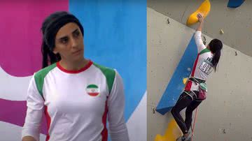Trechos da participação da atleta sem o hijab - Divulgação/ Youtube/ International Federation of Sport Climbing