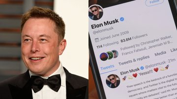 Elon Musk (à esq.) e registro de sua conta no Twitter (à dir.) - Getty Images