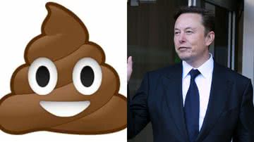 Emoji de cocô e o empresário Elon Musk - Reprodução e Getty Images