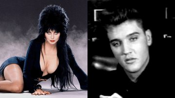Elvira, a Rainha das Trevas (à esqu.) e Elvis Presley (à dir.) - Divulgação/NBC Productions e Reprodução/Vídeo
