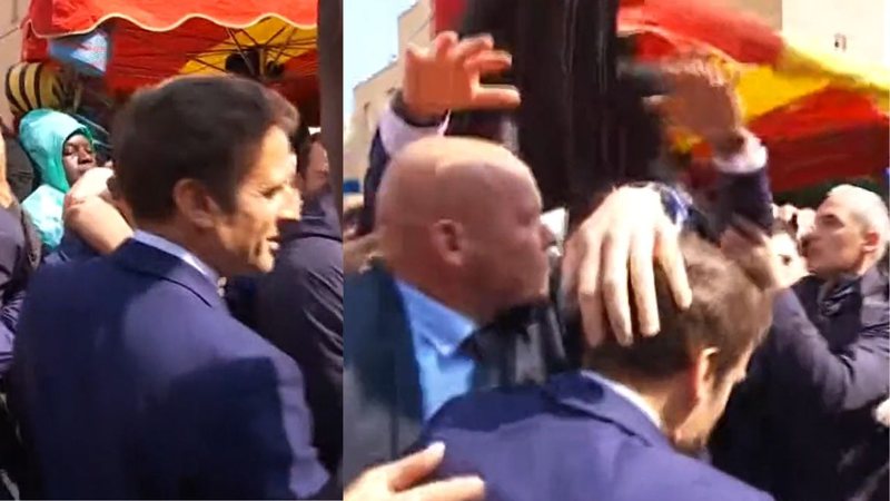 Trecho de vídeo mostrando Emmanuel Macron durante episódio