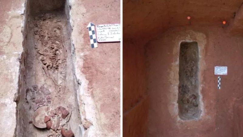 Tumbas encontradas no cemitério maia - Reprodução / Instituto Nacional de Antropologia e História do México (INAH)