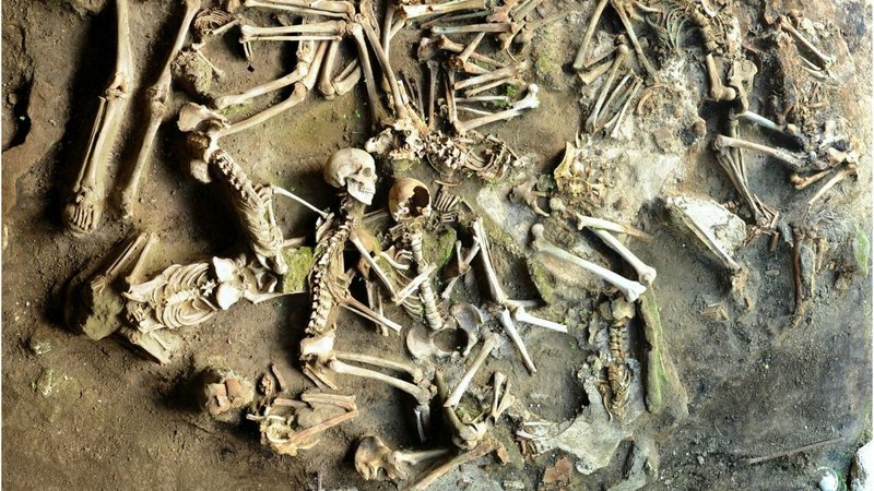 Fotografia de local de onde foram tirados esqueletos analisados pela pesquisa - Divulgação/ Science Advances/ L. Fattore