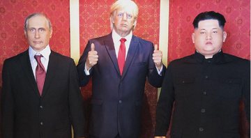 Estátua de Trump ao lado de Vladimir Putin e Kim Jong-Un - Divulgação