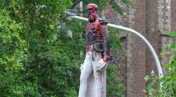 Estátua de Leopoldo II vandalizada durante protesto na Bélgica - Divulgação