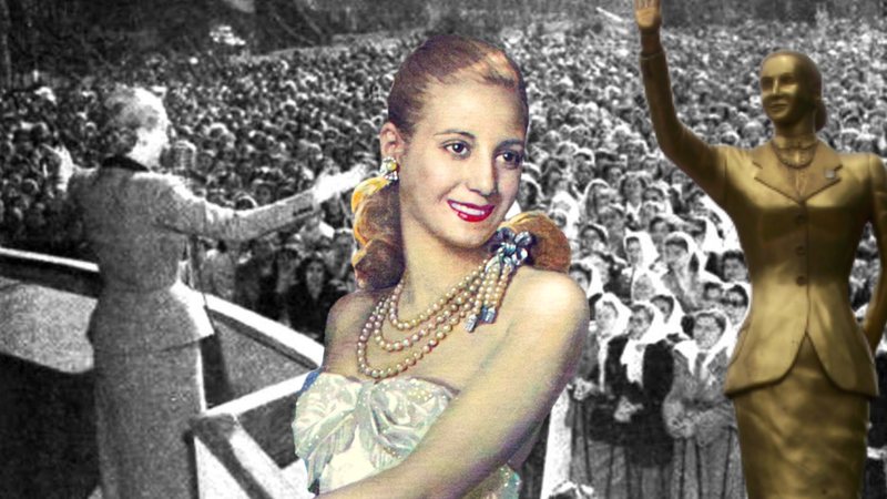 Colagem com diferentes imagens de Evita Perón - Domínio Público